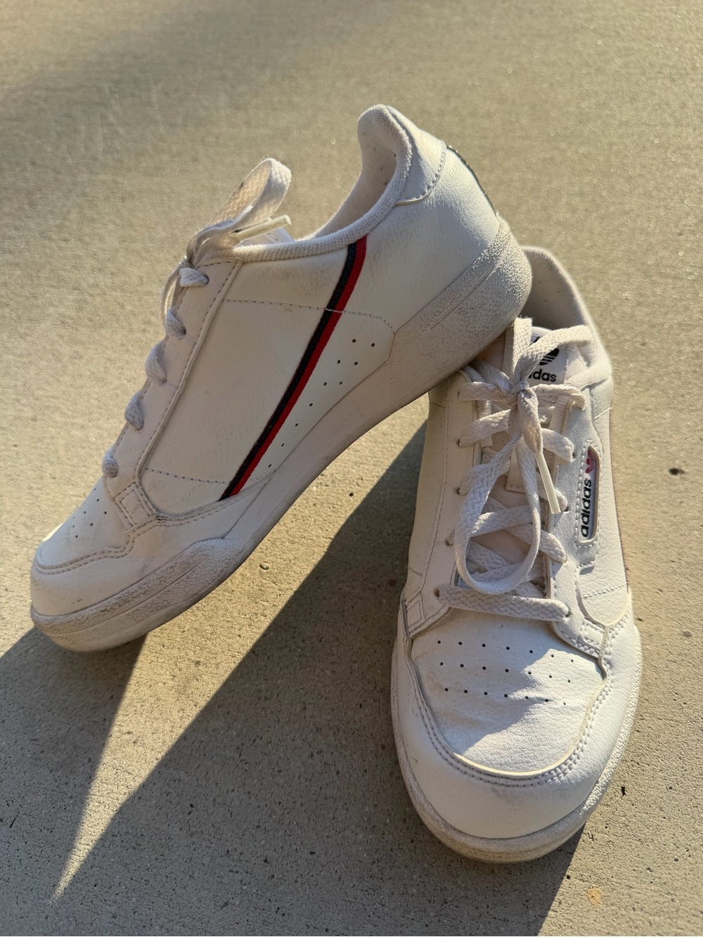 Adidas Originals Continental White Leather Sneakers – Big Kids, US Size 3